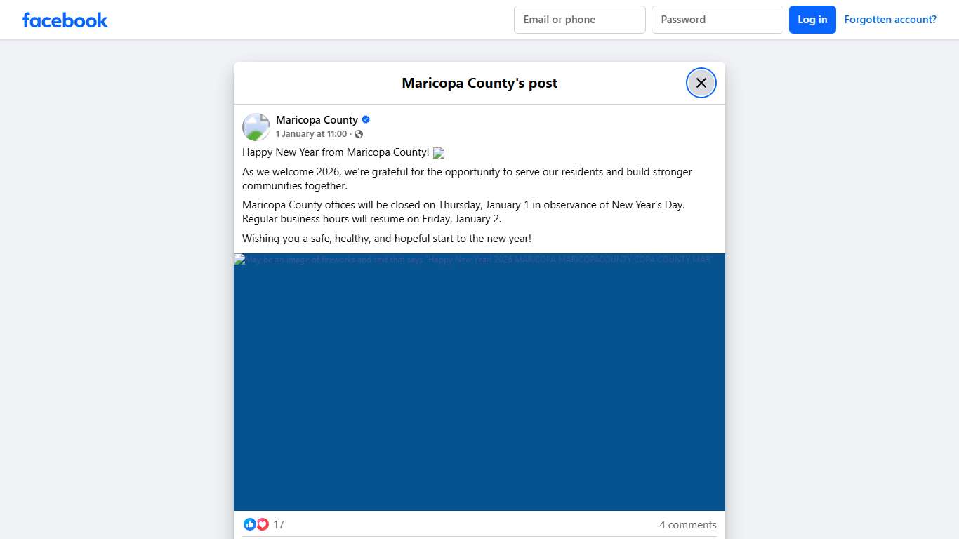 Maricopa County - Happy New Year from Maricopa County! 🎉... Facebook